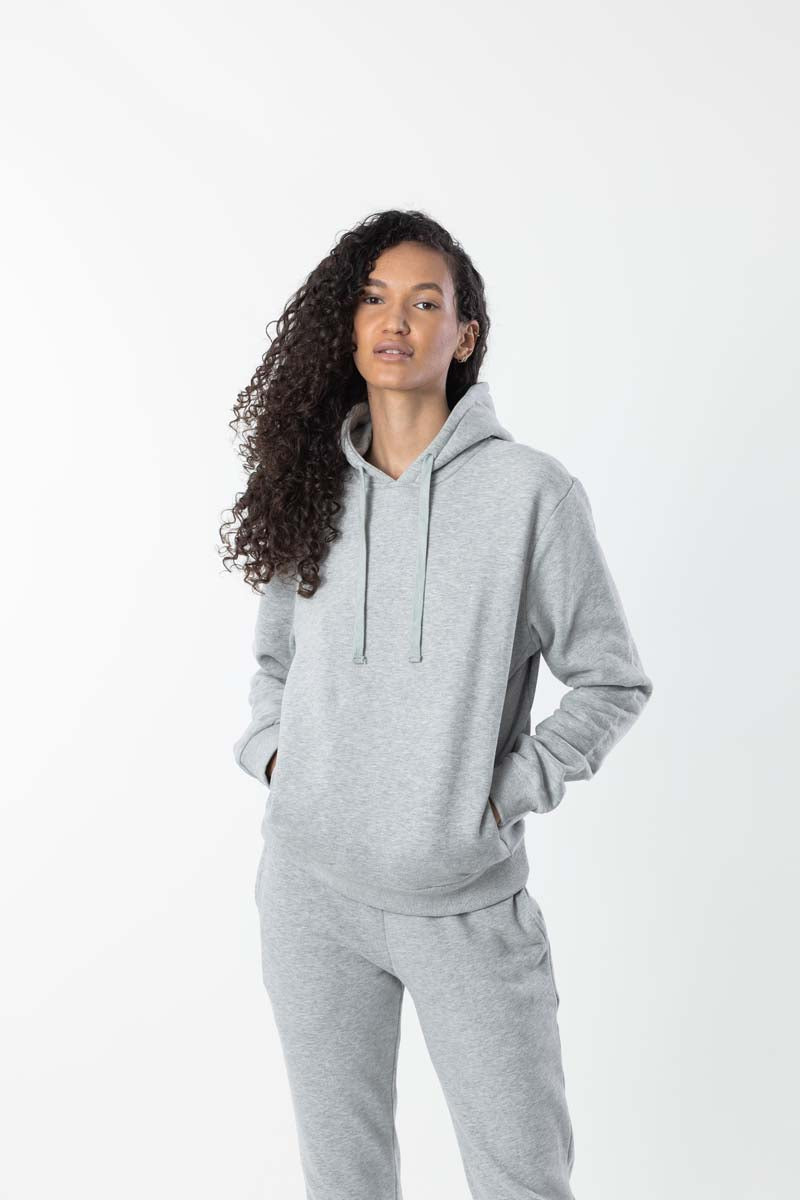 Grey cotton hoodie women's new arrivals